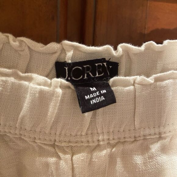 J. Crew Stratus Pant Linen Pull On Wide Leg Relaxed Natural Beige Size M Beachy - Picture 3 of 12